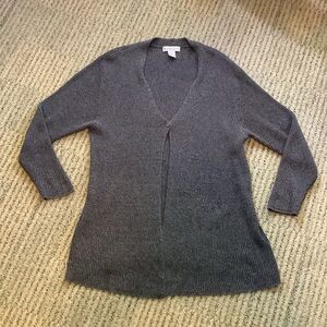 dressbarn Charcoal Gray V-Neck Women's One Button Sweater Large Dress Barn